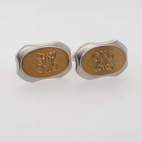 Vintage Hickok, Silver & Brass tone, Signet design cufflinks - Picture 1 of 6